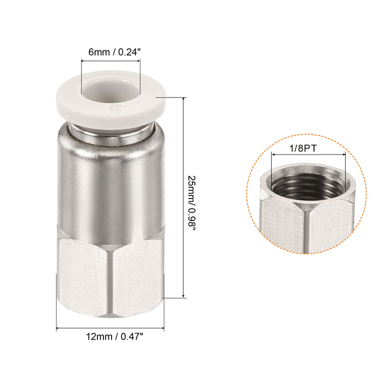 [Australia - AusPower] - MECCANIXITY Push to Connect Fittings 1/8PT Female Thread Fit 6mm Tube OD Nickel-Plated Copper Straight Union Fitting, Pack of 4 