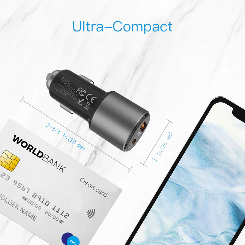 [Australia - AusPower] - ABCOOL USB C PD PPS Car Charger - 83W Dual Port Fast Charging Adapter with 65W Power Delivery for MacBook, iPad, iPhone, Samsung Galaxy and Compatible Ultrabook Laptop Notebook, 18W QC3 for Android 