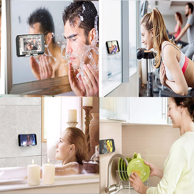 [Australia - AusPower] - BICEUKI Shower Phone Holder， Version Wall Mount Phone Stand,with Charging Port ，for The Bathroom,Kitchen,Office and More,Compatible with Smartphone. (Silver－Gray) Silver－Gray 