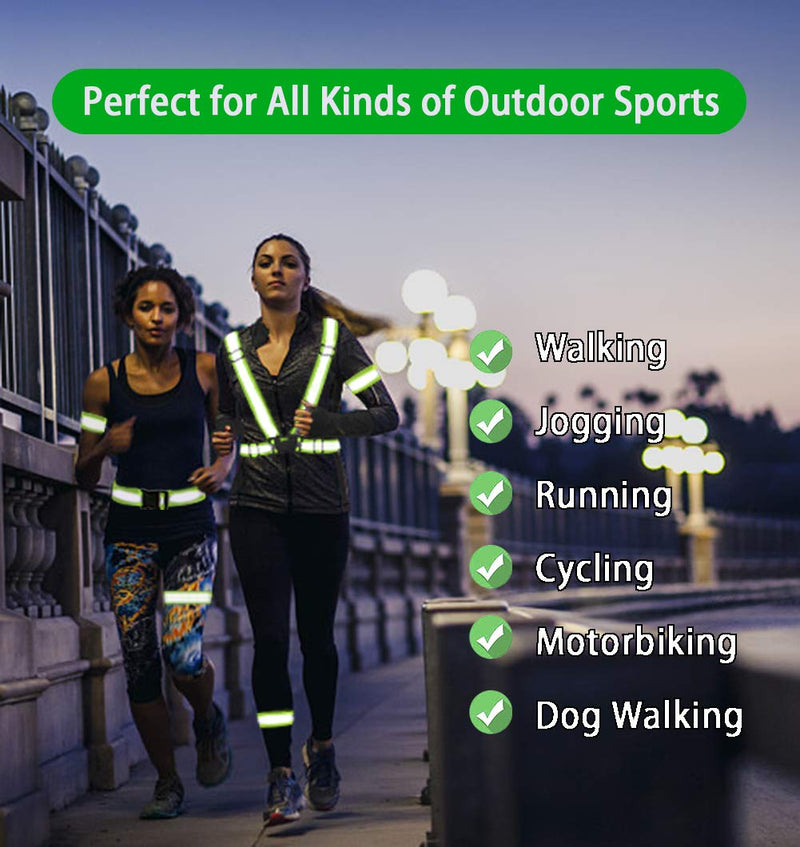 [Australia - AusPower] - Reflective Vest, Reflective Glow Belt with 2Pack Reflector Armbands, Adjustable Elastic Safety Vest Outdoor Reflective Belt High Visibility, Ultralight & Comfy for Running, Jogging, Walking, Cycling, 