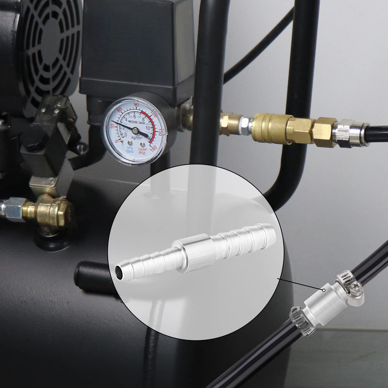 [Australia - AusPower] - TAISHER 5PCS 304 Stainless Steel Hose Barb Fittings 5/16 Inch to 1/4 Inch Barb Hose, Hose Barb Reducer Splicer Mender Union Air Water Fuel with 10PCS Hose Clamp 5/16" Barb x 1/4" Barb 