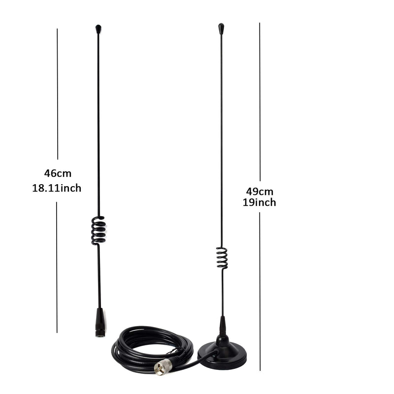 [Australia - AusPower] - HYS Dual Band Mobile Antenna 2m/70cm VHF/UHF Ham Radio 136-174&400-470Mhz Magnet Base Antennas with 2.95inch Magnetic Base/13ft(4m) RG-58 Coax Cable PL259 