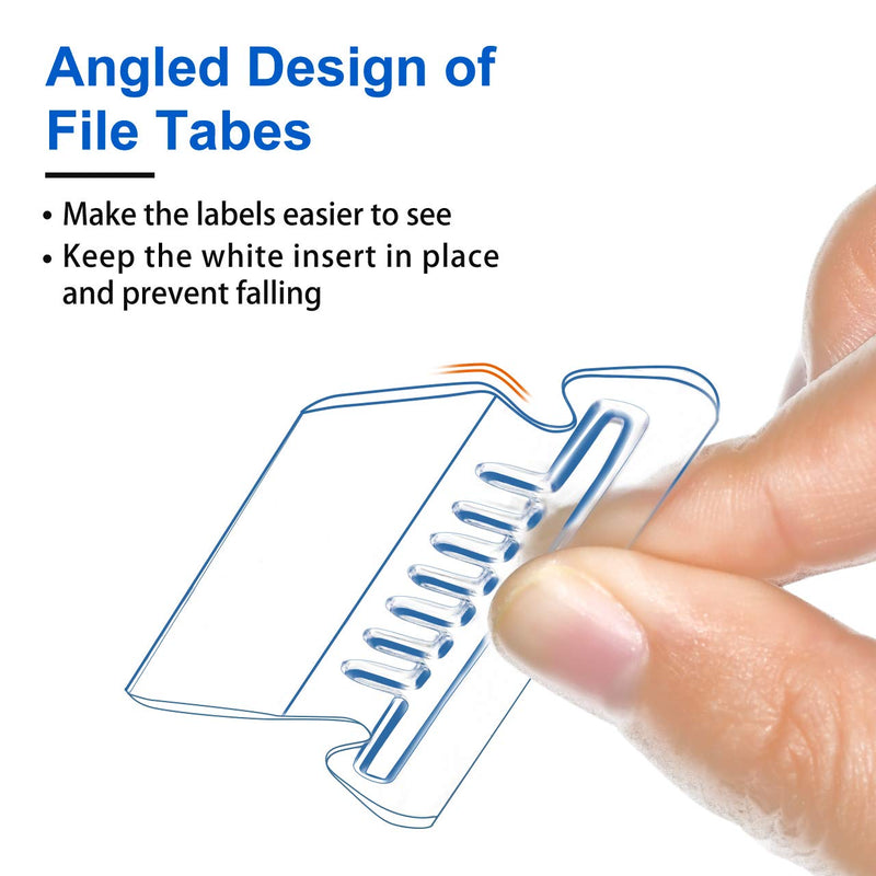 [Australia - AusPower] - File Folder Tabs, 210+210 Sets Hanging File Folder Tabs with Inserts for Hanging Folders, 2 Inch Clear Plastic Hanging File Tabs for Quick Identification 