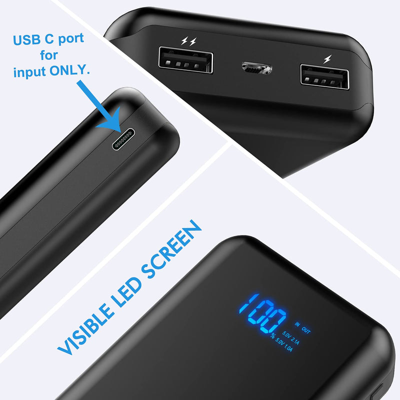 [Australia - AusPower] - Ceeya Portable Charger 26800mAh Power Bank,Battery Phone Charger with 2 outlets & LED Display,Cell Phone External 5V Battery Pack Compatible with iPhone,Smartphones and More.(USB-C for Input ONLY) 