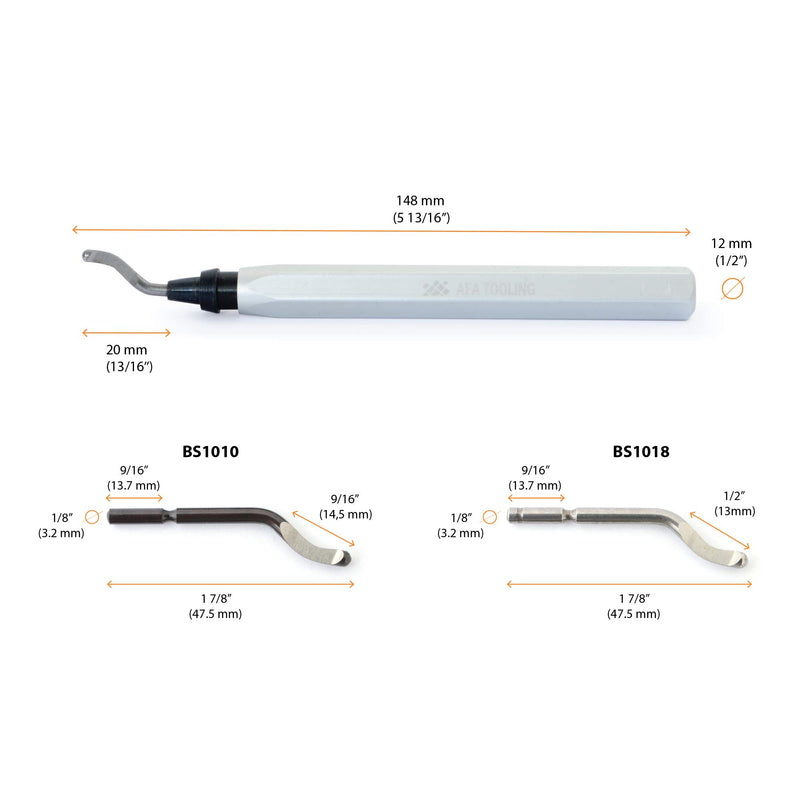 [Australia - AusPower] - AFA Tooling - Deburring Tool Kit with 11 HSS Blades (5 BS1010, 5BS1018) for Multi Use Application | Edge Burr Removal for Copper Pipes, 3D Printing Plastics, Resin Art, and Metal Work Tool w/ 11 Blades 