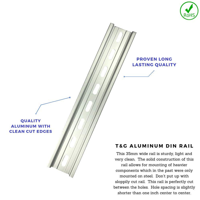 [Australia - AusPower] - T&G 10 Pieces DIN Rail Slotted Aluminum RoHS 8" Inches Long 35mm Wide 7.5mm High 