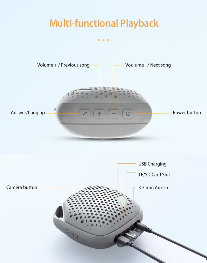 [Australia - AusPower] - LEZII Shower Speaker, IPX5 Waterproof Bluetooth Speaker, Portable Mini Wireless Speaker with Loud Stereo Sound, 12H Playtime, Built in Mic, Lanyard, TWS, for Home, Party, Travel, Pool, Beach, Outdoor White 