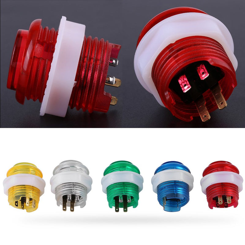 [Australia - AusPower] - 5PC 5V 24mm Jumbo LED Illuminated Push Button Self-resetting Push Button Switch with Microswitch for Arcade Coin Operated Game Projects 