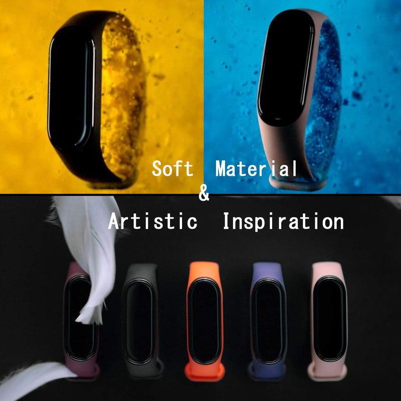 [Australia - AusPower] - PIXESTT 5 Colors Straps for Mi Band 4/Mi Band 3, Smartwatch Strap Anti-Lost Silicone Designed Accessories Adjustable Wrist Straps for Xiaomi Mi Band 4 /Mi Band 3 -No Tracker 
