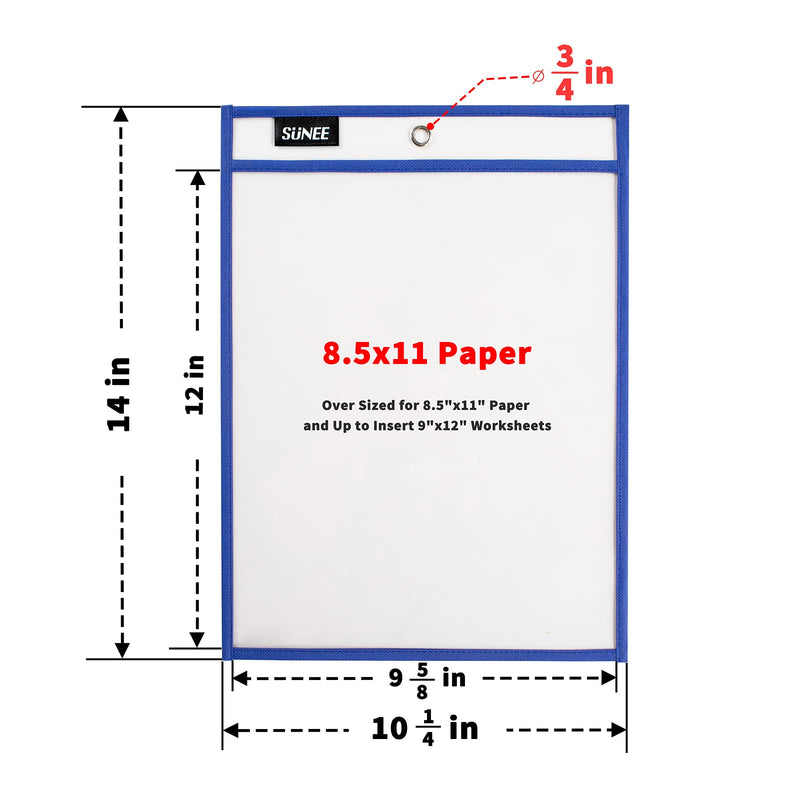 [Australia - AusPower] - SUNEE 10 Packs Oversized Reusable Dry Erase Pocket Sleeves with Binder Ring, 10 Assorted Colors 10x14 Ticket Holders, Clear Plastic Sheet Protectors, Teacher School Classroom Supplies 