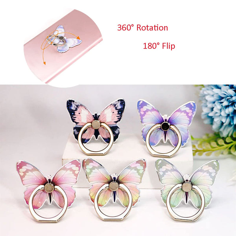 [Australia - AusPower] - Phone Ring Holder, Butterfly Ring Holder for Cell Phone,Metal Finger Stand Kickstand 360° Rotation Universal Finger Ring Phone Grip Compatible with All Smartphone 01 
