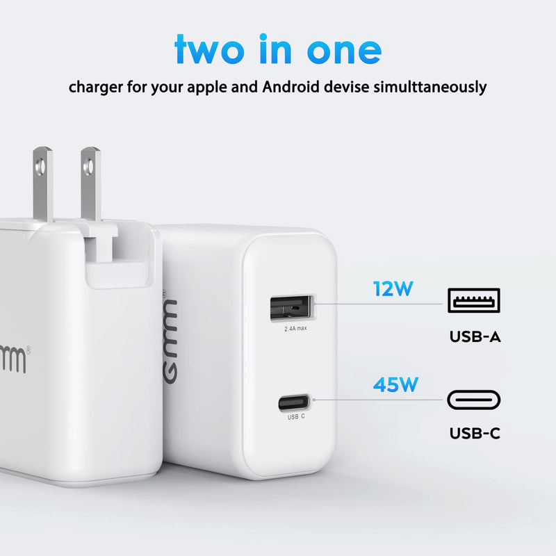 [Australia - AusPower] - USB C Charger 65W, PD 3.0 GaN Fast Charger, Dual USB C Wall Charger for iPhone 13 Pro Max/13 Pro/13/13 Mini, MacBook Pro, iPad Pro, Switch, Galaxy S21/S20, and More 