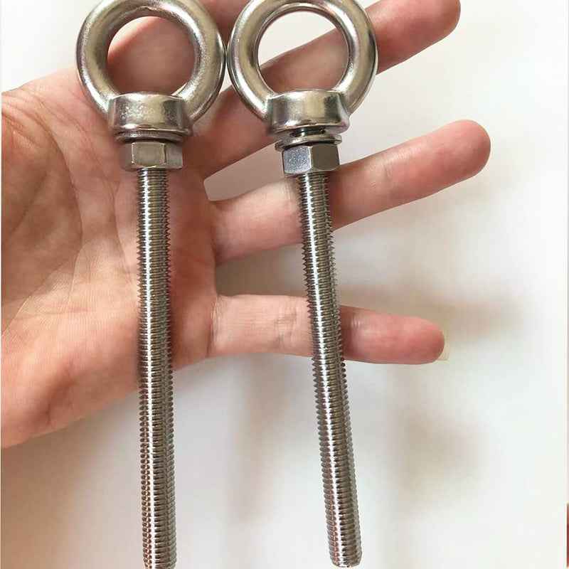 [Australia - AusPower] - HYXXYY Stainless Steel Eye Bolt, 2pack M8 Shoulder Eye Bolts 5/16" X 4"with Nuts and Washer Thread Lifting Ring Eyebolt, Long 2 pack 