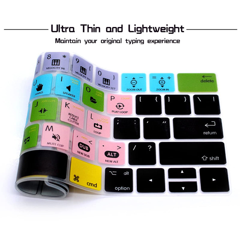 [Australia - AusPower] - HRH Propellerhead Reason Shortcuts Hotkey Silicone Keyboard Cover Skin for MacBook New Pro with Touch Bar 13 Inch and 15 Inch(A2159/A1989/A1706,A1990/A1707) 2019 2018 2016 2017 Release US Version 