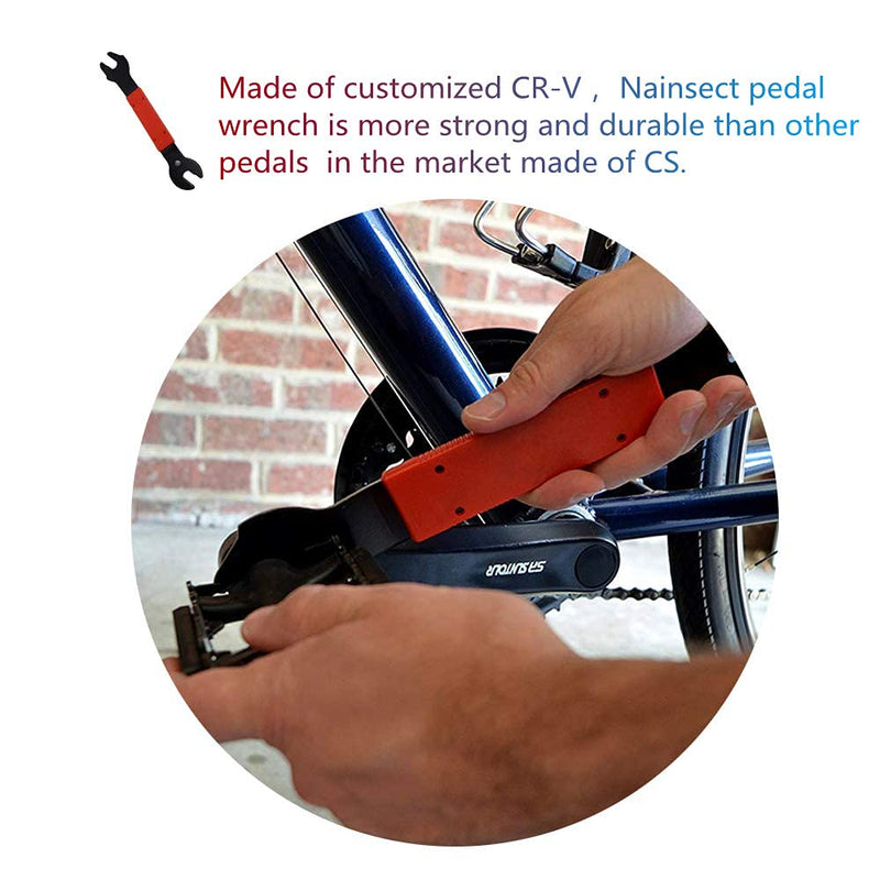 [Australia - AusPower] - Pedal Wrench Double Sided Bicycle Pedal Removal 15/16/17mm Bike Spanner Home Mechanic Pedal Repair Tool With Long Hand Comfortable Grip Energy-saving Cycling Crank Set for Biking Maintenance & Repair 