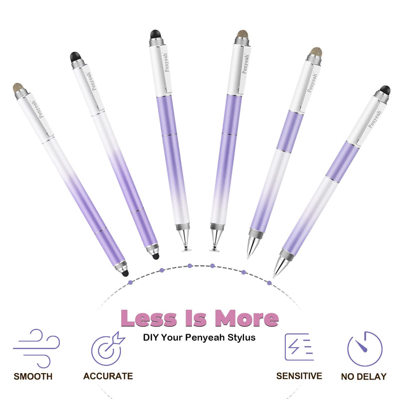 [Australia - AusPower] - Penyeah Stylus Pen for iPad/iPhone/Android (4 in 1),Universal Touch Screen Disc Tip/Mesh & Rubber Tip Stylist Pen for All Capacitive Phones/Tablets/Laptops-Dream Purple Dream Purple 