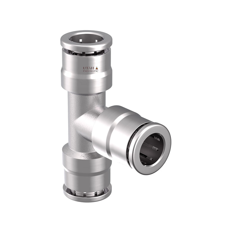[Australia - AusPower] - Utah Pneumatic Push To Connect Air line Fittings Push Tee 1/4"Od Union Connect Air Fittings Quick Connect Push Lock Fittings Air Bag Fittings Pneumatic Fittings Air Tee Nickel-PlatedBrass Pack Of 5 1/4"tee pack of 5 