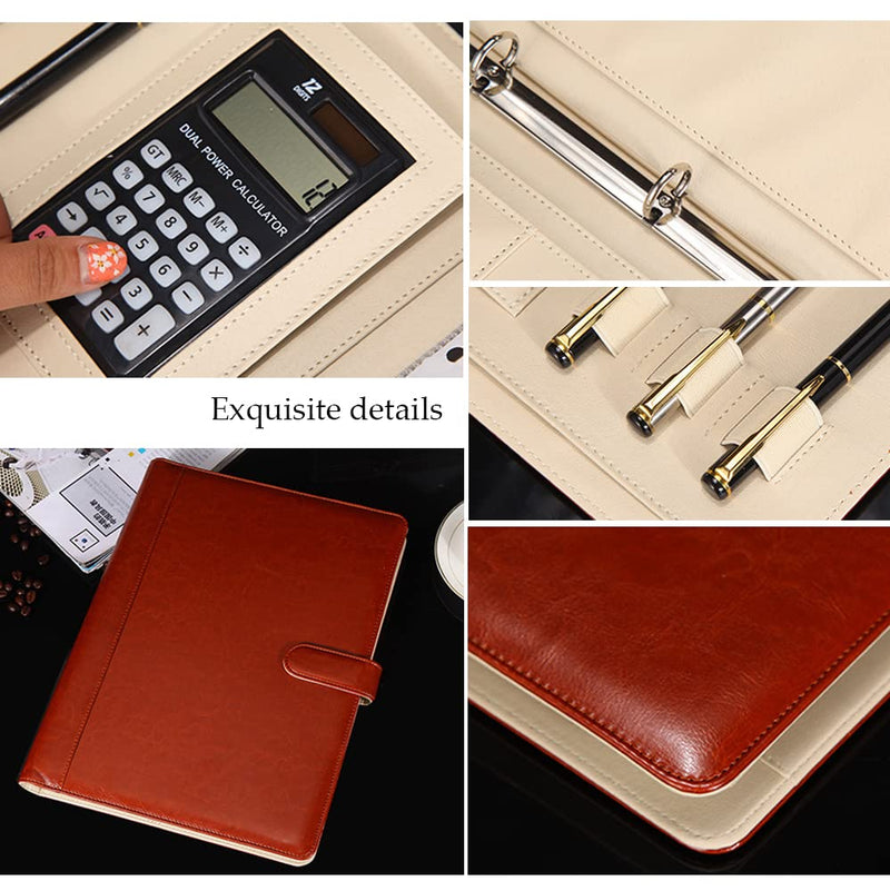 [Australia - AusPower] - Professional Portfolio Leather Business Padfolio Notebook with Letter Size Clipboard, A4 Portfolio Binder & Organizer Folder (Black) Black 