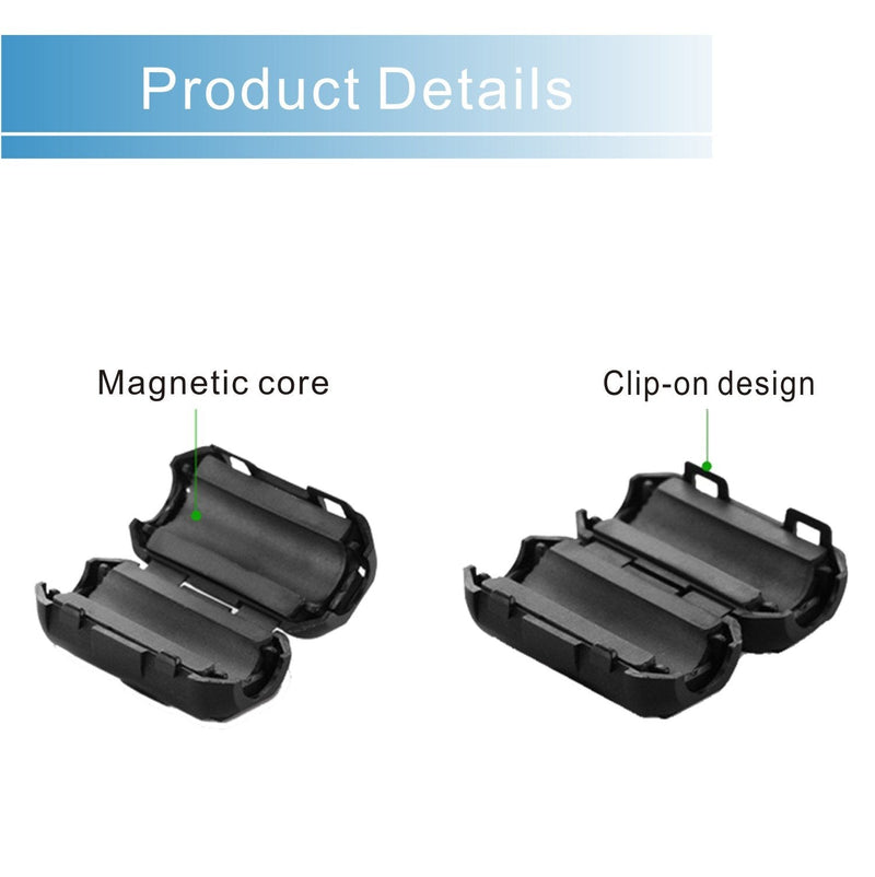 [Australia - AusPower] - iSKUKA [Pack of 10] Ferrite Beads Clip - on Design for HDMI Cable USB Cable Noise EMI RFI Suppressor Ferrite Core Ferrite Ring (5MM) 5MM 
