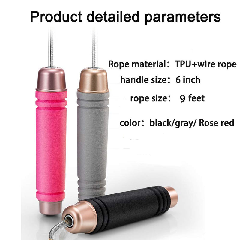 [Australia - AusPower] - Gaoykai Weighted Jump Rope for Handle,Adjustable TPU Wire Rope with Bearing Comfortable Foam Handle Skipping Rope for Workout and Fitness Training for Men Women and Kids gray 