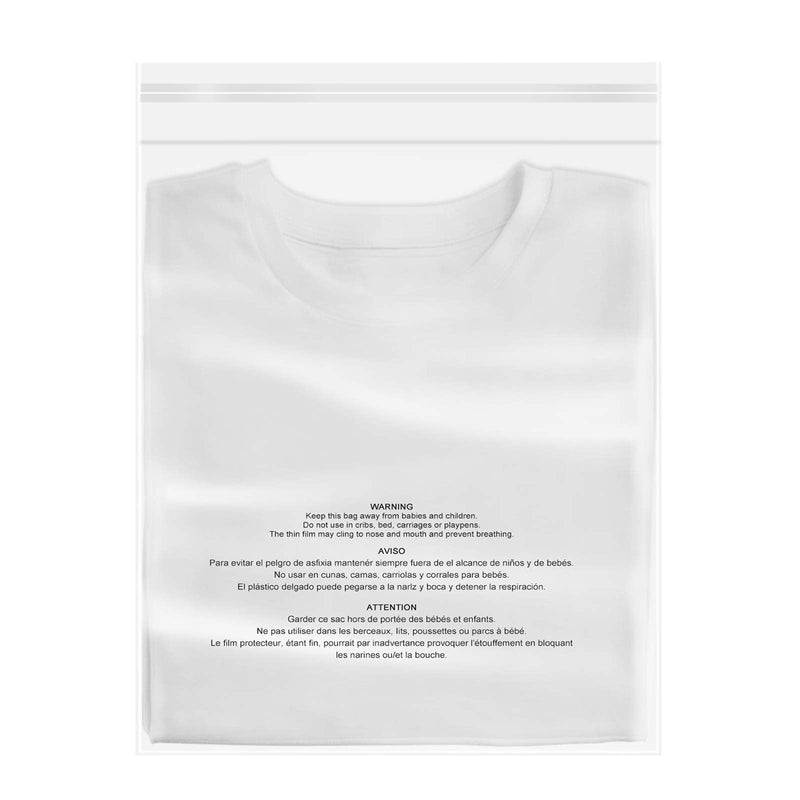 [Australia - AusPower] - 100 Count - 8" x 10", Self Seal 1.6 Mil Clear Plastic Poly Bags with Suffocation Warning for Clothing, T-Shirt, Brochure, Prints, Handicraft Gift-Resealable Adhesive 8" x 10" Resealable Glue 