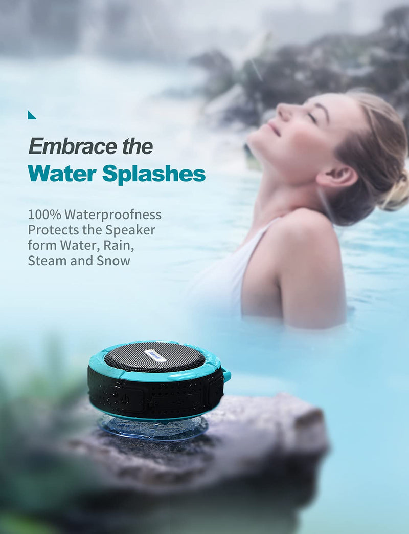 [Australia - AusPower] - Waterproof Bluetooth Speaker, Bluetooth Speaker for Shower with Loud HD Sound, Shower Speakers Bluetooth Wireless with Suction Cup & Sturdy Hook for Outdoor, Beach, Pool, Kayaking, Biking, Hiking 