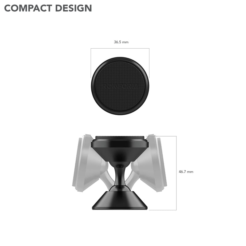 [Australia - AusPower] - Rokform - Adjustable Magnetic Car Mount, 360 Degree Swivel with 3M VHB Tape, Cell Phone Holder, Aluminum Dashboard Phone Mount Stand for Truck Car & Van (Black) Black One Size 