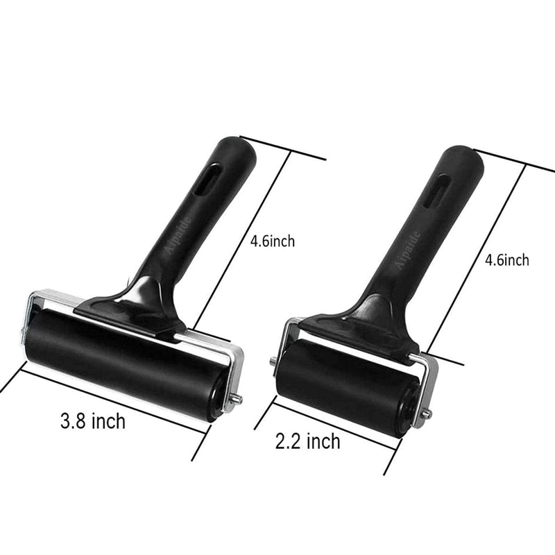 [Australia - AusPower] - Aipaide 2 Pcs Rubber Glue Roller for Construction Tools, Printmaking, Ink Paint Block Stamping Brayers 3.8 and 2.2 Inch, Black Original Version 