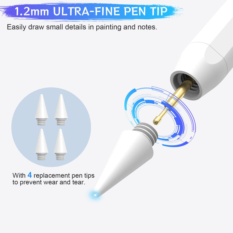 [Australia - AusPower] - Stylus Pen for iPad, Apple Pencil for iPad 9th&10th Generation, iPad Pencil with Fast Charge Palm Rejection, Compatible with(2018-2023) Apple iPad 11/12.9'', iPad Air 5/4/3rd, iPad Mini 5/6,iPad 8/7/6 white 