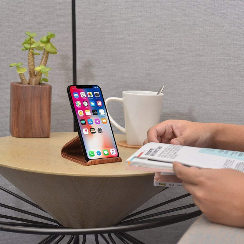 [Australia - AusPower] - SAMDI Cell Phone Stand, iPhone Wood Dock: Cradle, Holder for Switch All Android Smartphone, iPhone 6 6s 7 8 X Plus 5 5s 5c Accessories Desk - ( Black Walnut ) 