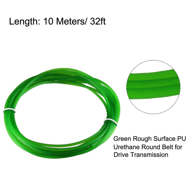 [Australia - AusPower] - uxcell 32ft 2mm PU Transmission Round Belt High-Performance Urethane Belting Green for Conveyor Bonding Machine Dryer 