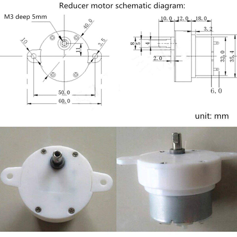 [Australia - AusPower] - High Torque 12v DC Motor Slow Speed Electric Motor/Gearbox 3RPM 4mm Shaft Diameter Micro Motor 