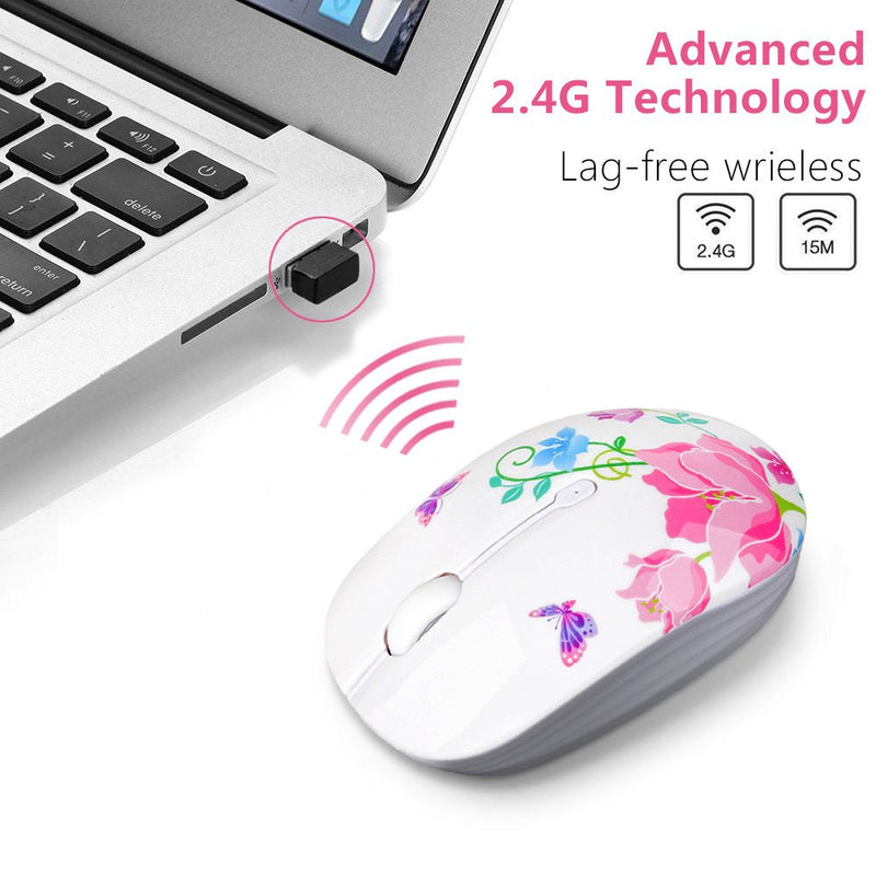 [Australia - AusPower] - Wireless Mouse with Nano Receiver for PC, Laptop, Notebook, Computer, MacBook, Less Noise, Portable Mobile Optical Mice butterfly 