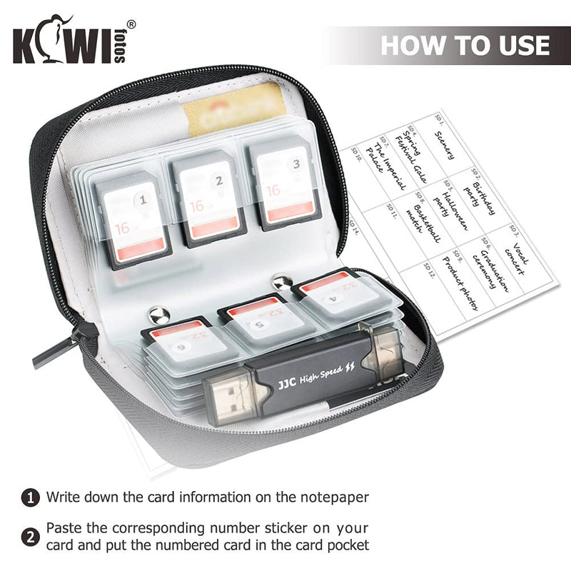 [Australia - AusPower] - (24 SD + 4 CF) 28 Slots Memory Card Case Holder with Labels, SD Card Wallet Storage for 24 SD SDXC SDHC Cards + 4 CF XQD Cards, Portable Carrying Cases Organizer with Number Sticker - Grey Gray, 24 SD + 4 CF 
