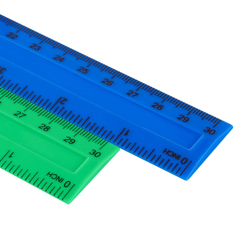 [Australia - AusPower] - 20 Pack Plastic Ruler 12 Inch Straight Ruler Flexible Ruler with Inches and Metric for School Classroom, Home, or Office (Colorful) 