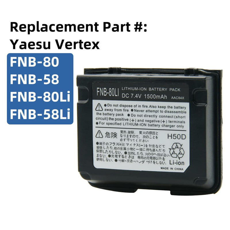 [Australia - AusPower] - Two Way Radio Battery for Yaesu Vertex VX-7R VX-6R VX-5R Radio,FNB-80Li FNB-58Li Replacement Battery for Walkie Talkies 