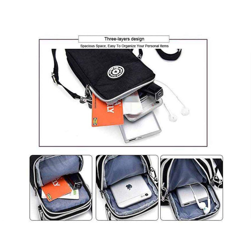 [Australia - AusPower] - Crossbody Phone Purse Bag Wristband Armband for iPhone 11 Pro Max XR, Galaxy S21 S20 FE S10 Note 10 Plus A32, Moto E,Pixel 4a Black 