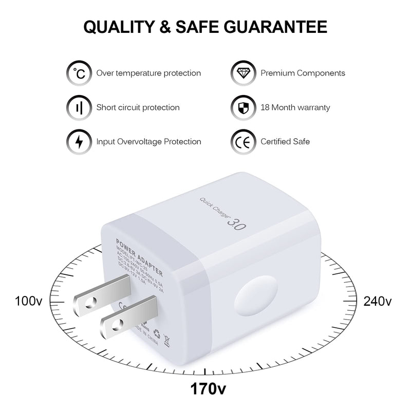 [Australia - AusPower] - Quick Charging 3.0 Wall Charger,2Pack QC Power Adapter Fast Charger USB Block Brick Box Wall Plug Compatible with iPhone 12 Pro Max/12 mini/11 Pro/SE/XR/X,Samsung Galaxy S21 S20/Note20,Moto,LG,Pixel 