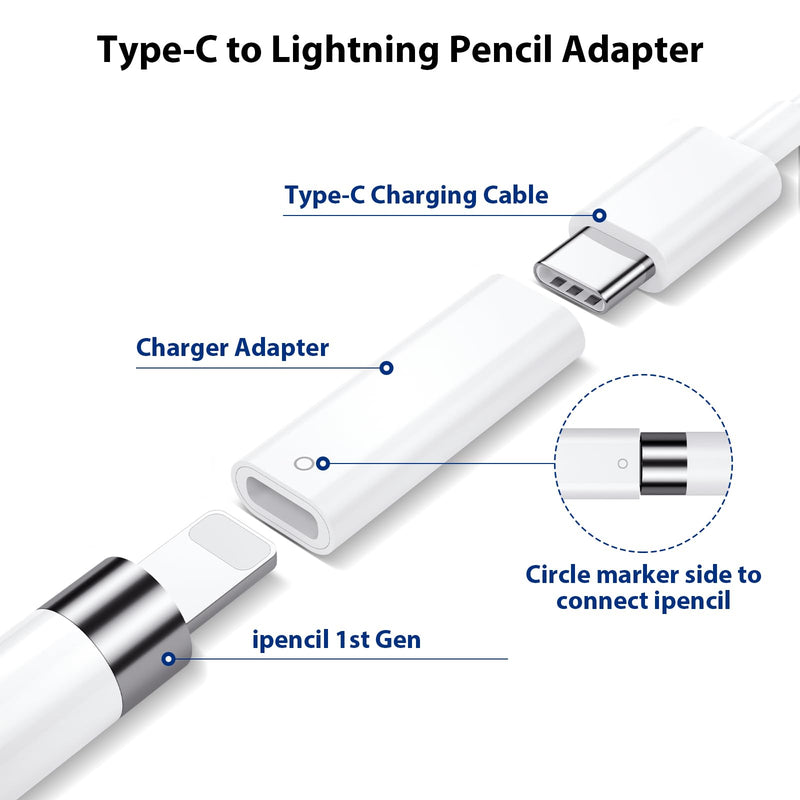[Australia - AusPower] - COOYA USB C to Pencil 1st Gen Adapter, USB Type-C to Lightning Female Adapter for iPad 10th Generation Bluetooth Pairing/Charging, USB-C to iPencil Charger Connector for Apple Pencil 1st Gen, 2-Pack 