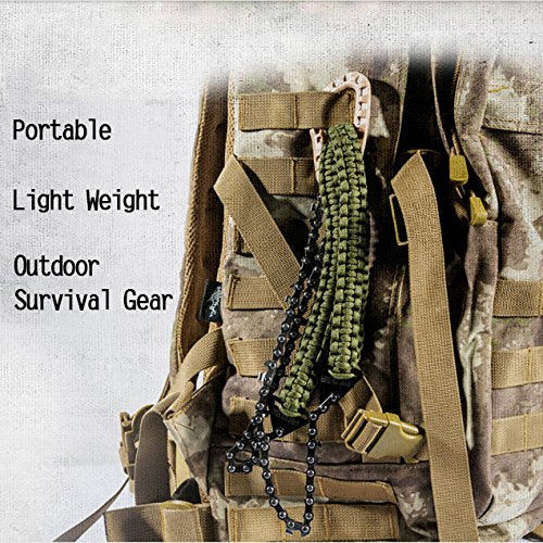 [Australia - AusPower] - Pocket Chainsaw with Paracord Handle (24inch-11teeth) / (36inch-16teeth) Emergency Outdoor Survival Gear Folding Chain Hand Saw Fast Wood & Tree Cutting Best for Camping Backpacking Hiking Hunting 24 inches 