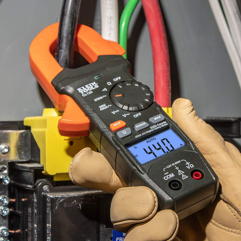[Australia - AusPower] - Klein Tools CL120 Digital Clamp Meter, Auto-Ranging 400 Amp AC, AC/DC Voltage, Resistance, Continuity, Non-Contact Voltage Tester Detection 