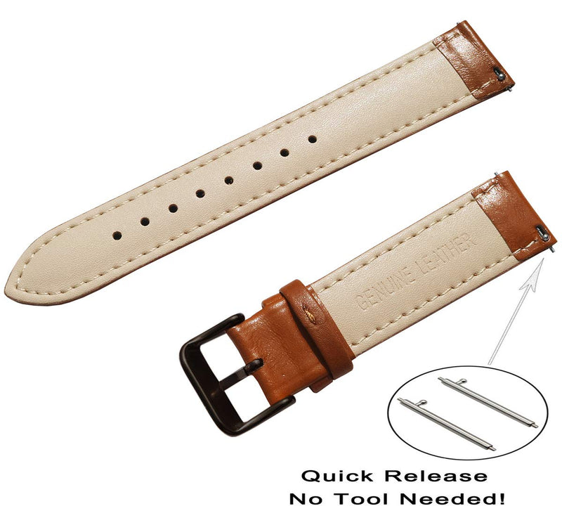 [Australia - AusPower] - OTOPO Compatible 46mm Galaxy Watch Band / Gear S3 Frontier Bands / S3 Classic Band, 22mm Quick Release Soft Leather Replacement Band Wrist Strap Bracelet Accessory for Women Men Smartwatch - Brown 22mm(Galaxy Watch3 45mm/46mm&Gear S3) 