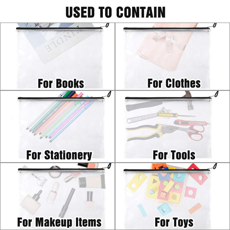 [Australia - AusPower] - EOOUT 24pcs Mesh Zipper Pouch, Storage Bags for Board Game, Plastic Puzzle Bag for Organizing, Letter Size, A4 Size, Black, for School Office Supplies 