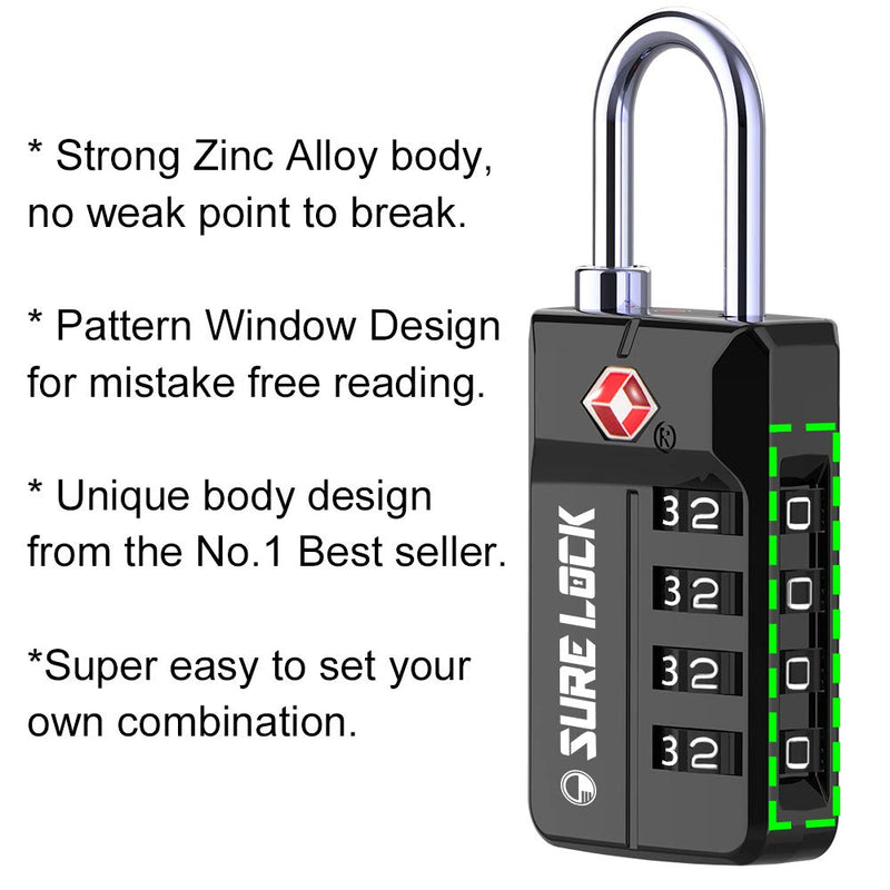 [Australia - AusPower] - TSA Approved Travel Luggage Locks, Open Alert Combination Lock for School Office & Gym Locker ,Toolbox, Pelican Case,Easy Read Dials- 1, 2 & 4 Pack 17021ALL COLOUR 