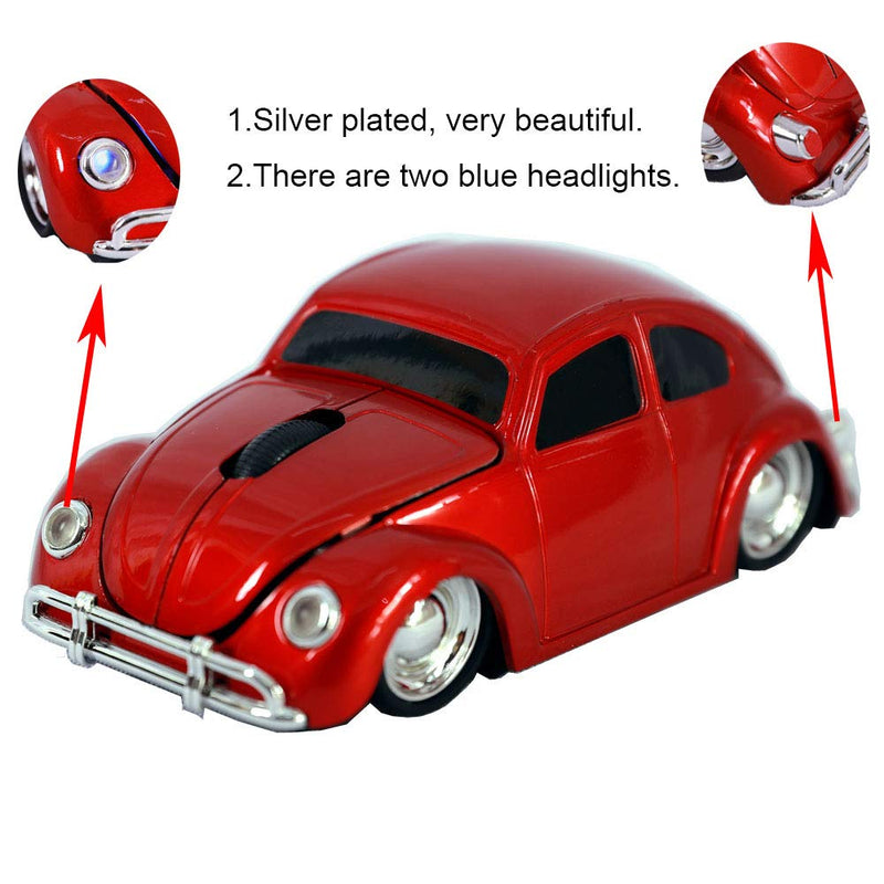 [Australia - AusPower] - Jinfili 2.4G USB Wireless Car Mouse 1967's Classical Shaped Car Computer Mouse Ergonomic Gaming Mice for Desktop Laptop PC Mac Window 10 Red 