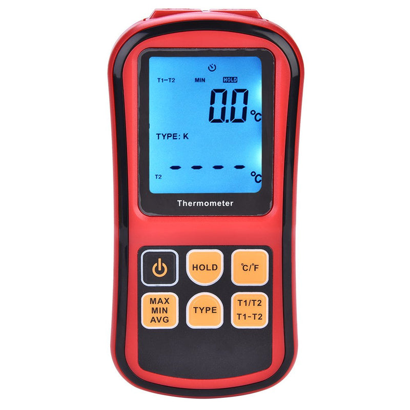 [Australia - AusPower] - Dual Channel Digital Thermometer, GM1312 Temperature Meter with LCD Display Temperature Sensor J/K/T/E/N/S/R Type Thermocouple 