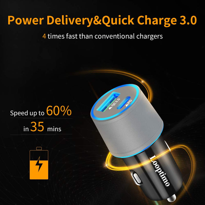 [Australia - AusPower] - Fast USB C Car Charger,Compatible with Google Pixel 6/6 Pro/5a/5/4a/4/4 XL/3 XL/3/3a XL/3a/2 XL/2/XL, 30W Power Delivery & Quick Charge 3.0 Car Adapter (Fast Charging Type C Cable 3.3Ft Included) Grey 