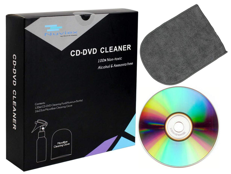 [Australia - AusPower] - CD DVD Cleaner Solution Spray Fluid - Premium Compact disc Cleaning Kit with Anti-Static Microfiber Cloth Glove 4oz 