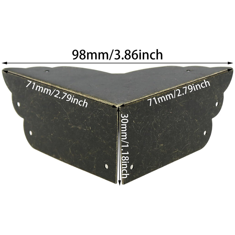 [Australia - AusPower] - Heyous 4PCS Bronze Metal Corner Guard 2.76 Inch x 2.76 Inch Box Corner Guard Decorative Metal Corner Guard Antique Edge Cover with Mounting Nail for Cabinet Table Crate and Gift Box 