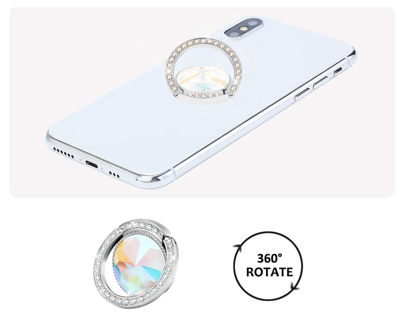 [Australia - AusPower] - lenoup Glitter Bling Bling Phone Ring Holder,Sparkle Phone Ring Grip Artificial Diamond Stand,Rhinestone Cell Finger Ring for Phones,Pad(Silver) Silver 